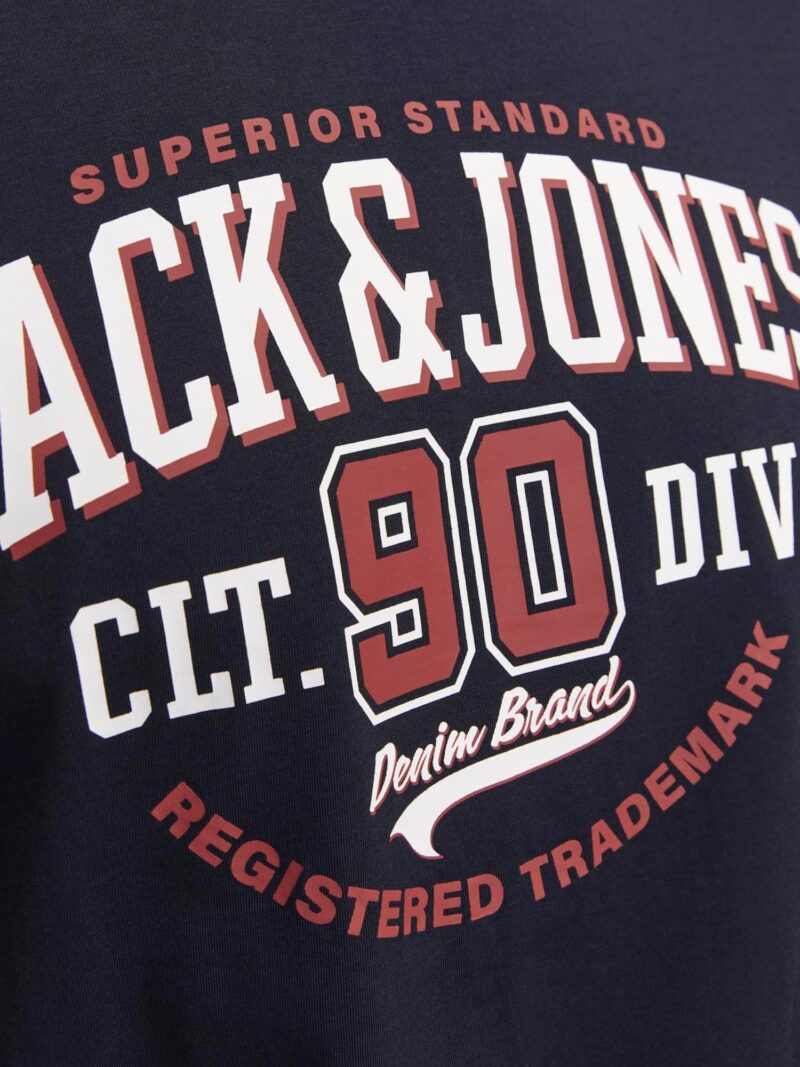 Original JACK & JONES Tricou  albastru marin / roșu ruginiu / alb