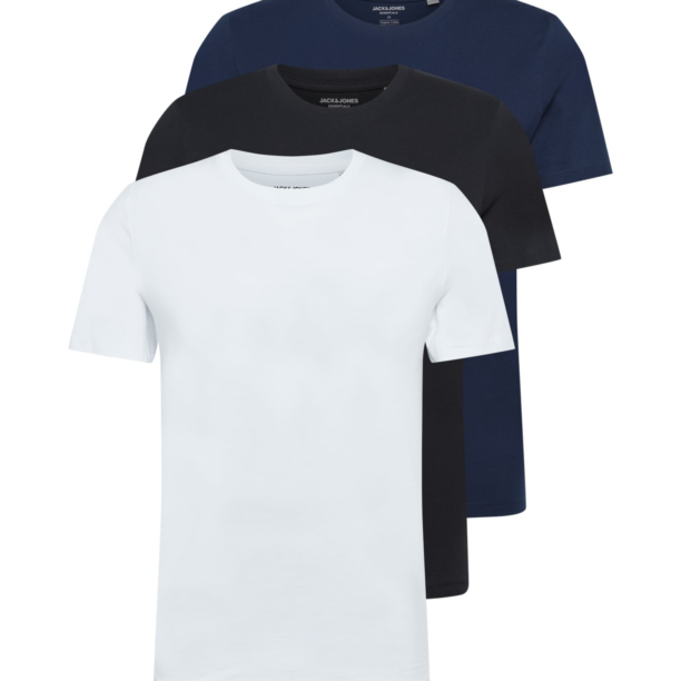 JACK & JONES Tricou  albastru noapte / negru / alb