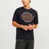 JACK & JONES Tricou  portocaliu / negru / alb