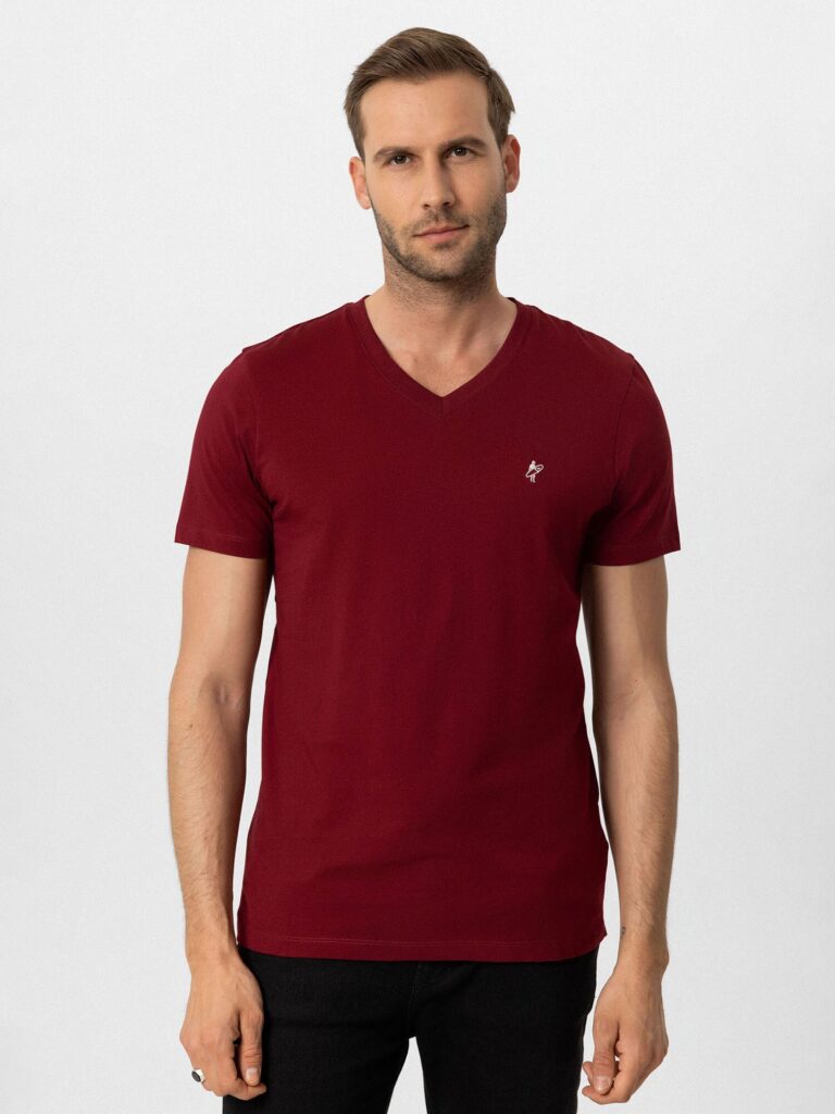 Original Jacey Quinn Tricou  roșu bordeaux / negru / alb