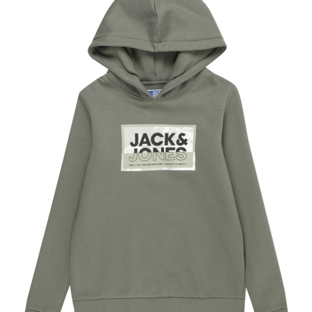 Jack & Jones Junior Bluză de molton 'JCOLogan'  oliv / verde pastel / negru / alb