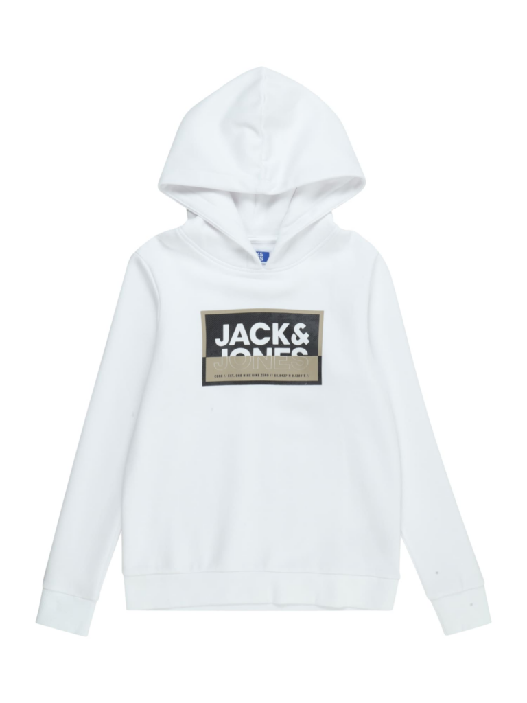 Jack & Jones Junior Bluză de molton 'JJLogan'  maro deschis / negru / alb