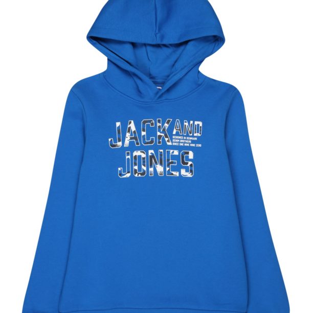 Jack & Jones Junior Bluză de molton 'PEACE WALKER'  azuriu / negru / alb