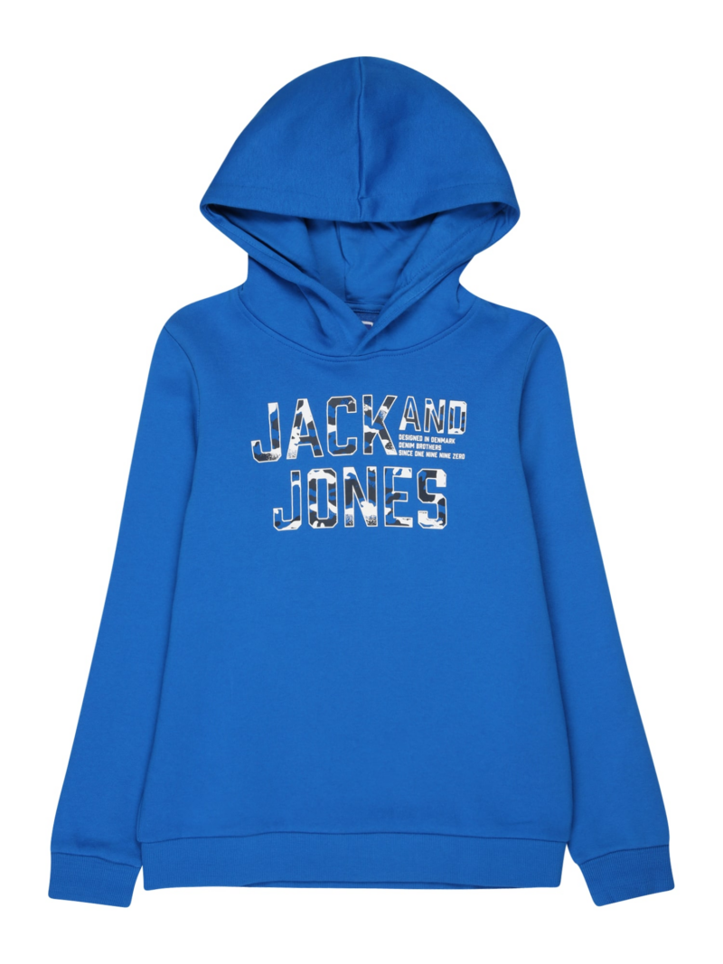 Jack & Jones Junior Bluză de molton 'PEACE WALKER'  azuriu / negru / alb