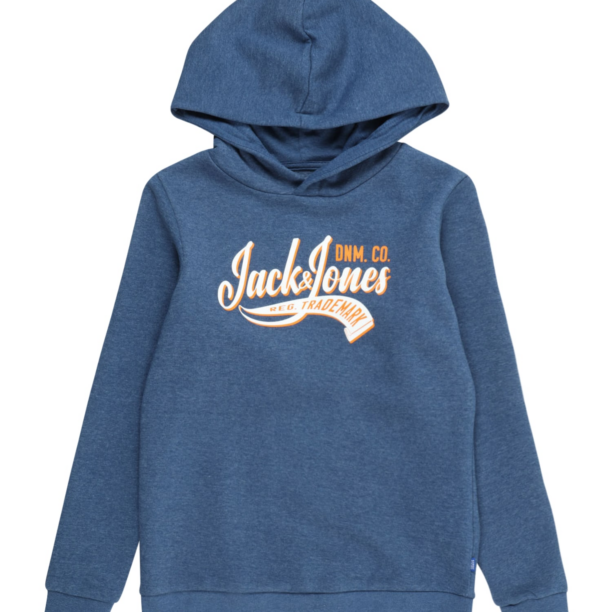 Jack & Jones Junior Bluză de molton  albastru închis / portocaliu / alb