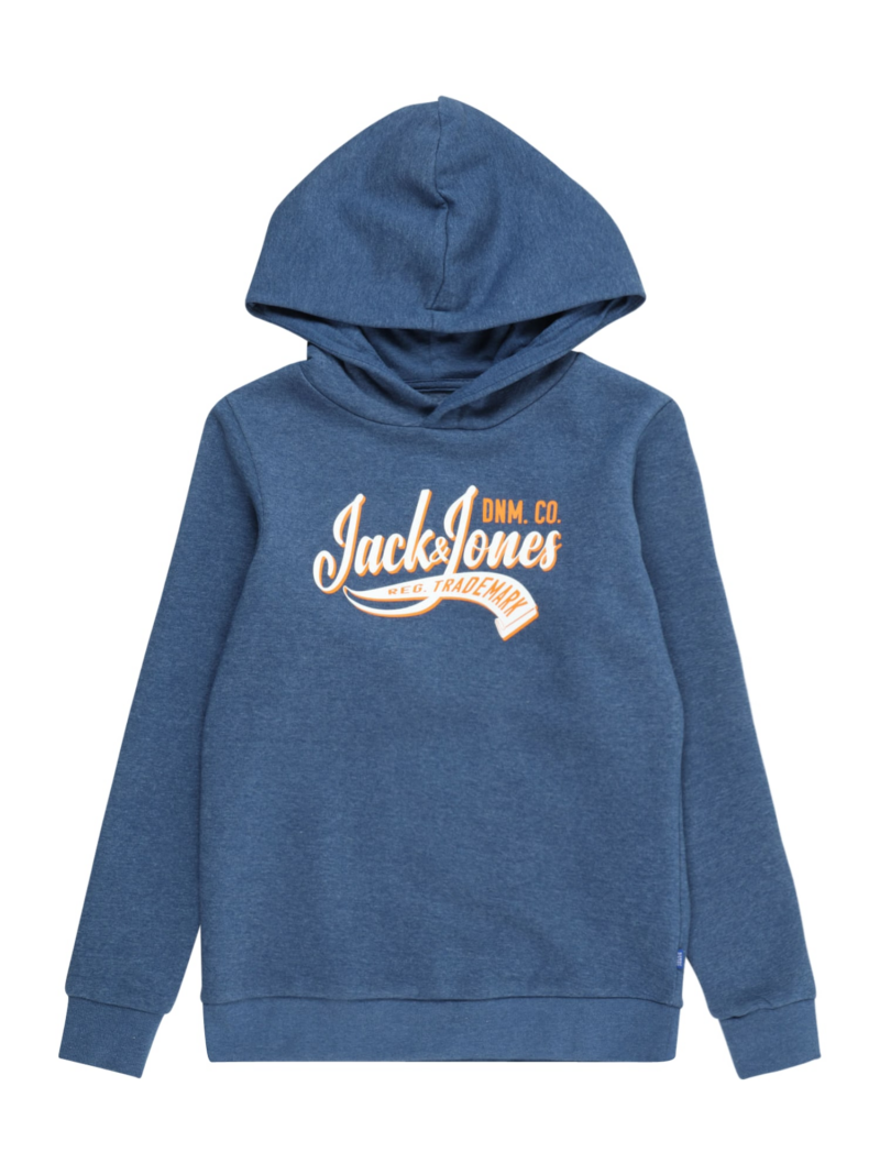 Jack & Jones Junior Bluză de molton  albastru închis / portocaliu / alb