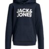 Jack & Jones Junior Bluză de molton  bleumarin / alb