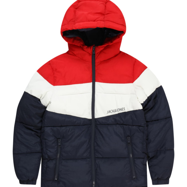 Jack & Jones Junior Geacă de primăvară-toamnă 'Daniel'  albastru închis / roși aprins / alb