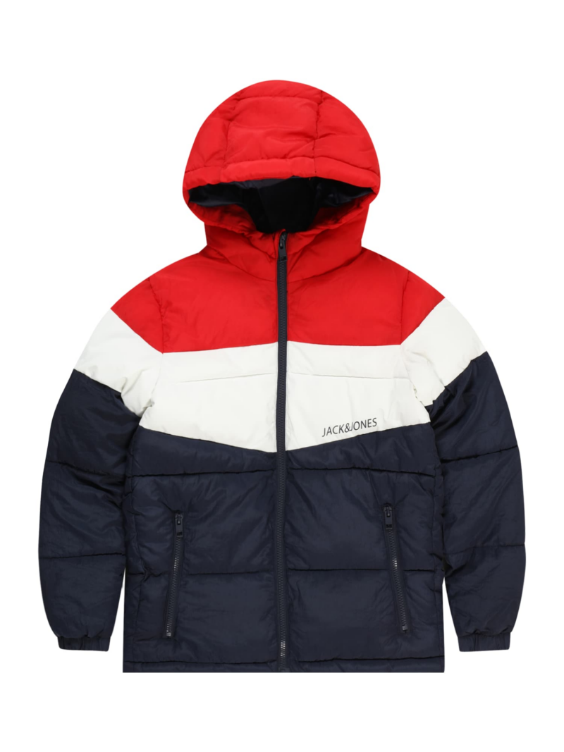 Jack & Jones Junior Geacă de primăvară-toamnă 'Daniel'  albastru închis / roși aprins / alb