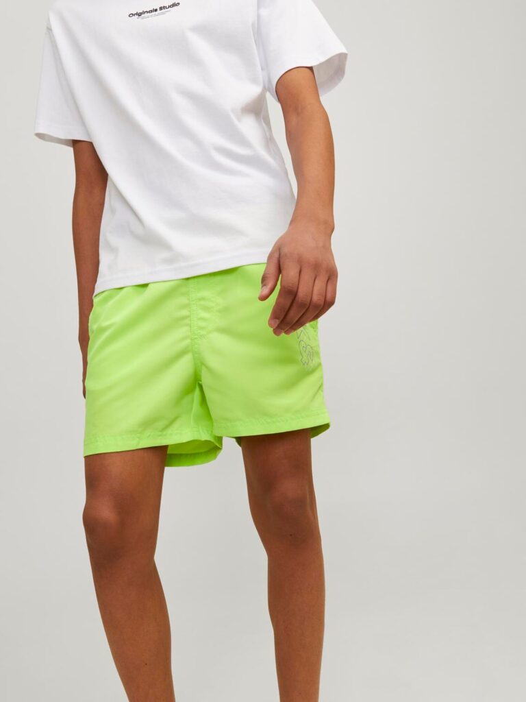 Cumpăra Jack & Jones Junior Șorturi de baie 'JPSTFiji'  verde neon / mov închis / alb