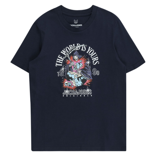 Jack & Jones Junior Tricou 'HEAVENS'  albastru noapte / lila / roz pitaya / alb murdar