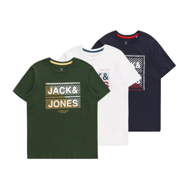 Jack & Jones Junior Tricou 'KAIN'  bleumarin / kaki / roșu / alb