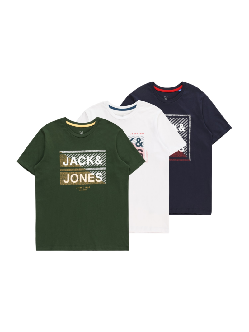 Jack & Jones Junior Tricou 'KAIN'  bleumarin / kaki / roșu / alb