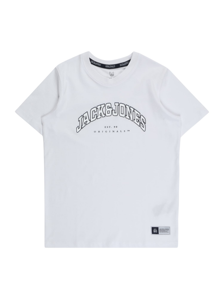 Jack & Jones Junior Tricou 'WOODLAND'  negru / alb / alb murdar