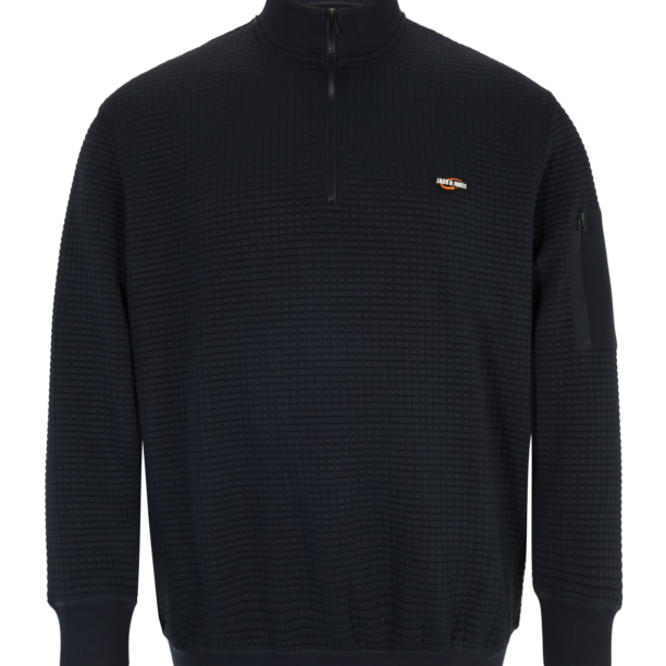 Jack & Jones Plus Bluză de molton 'BLACK'  bleumarin / portocaliu / alb