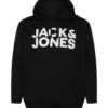 Jack & Jones Plus Bluză de molton 'Ecorp'  negru / alb