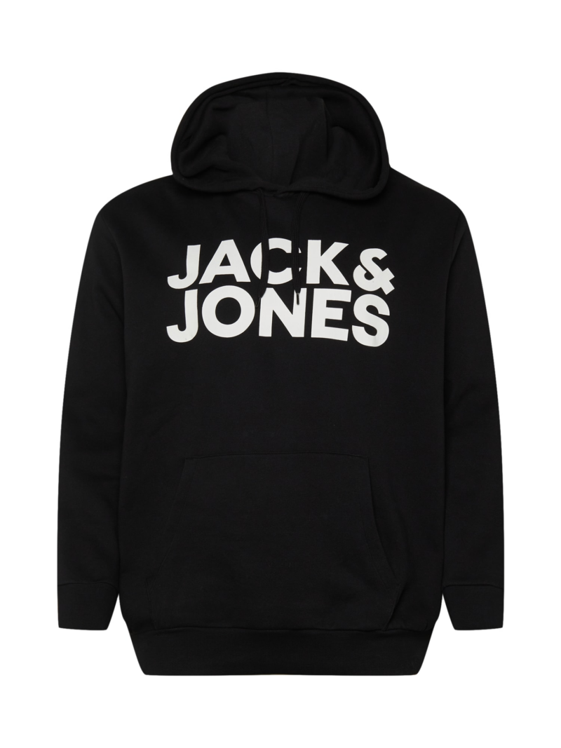 Jack & Jones Plus Bluză de molton 'Ecorp'  negru / alb