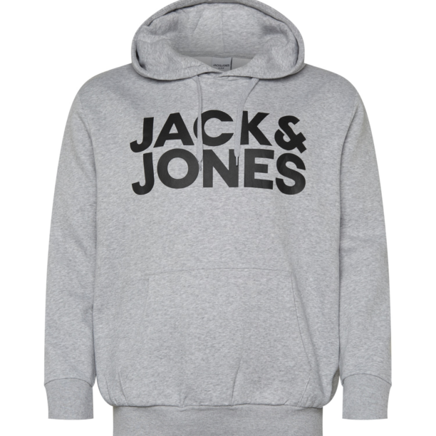 Jack & Jones Plus Bluză de molton 'JJEcorp'  gri amestecat / negru