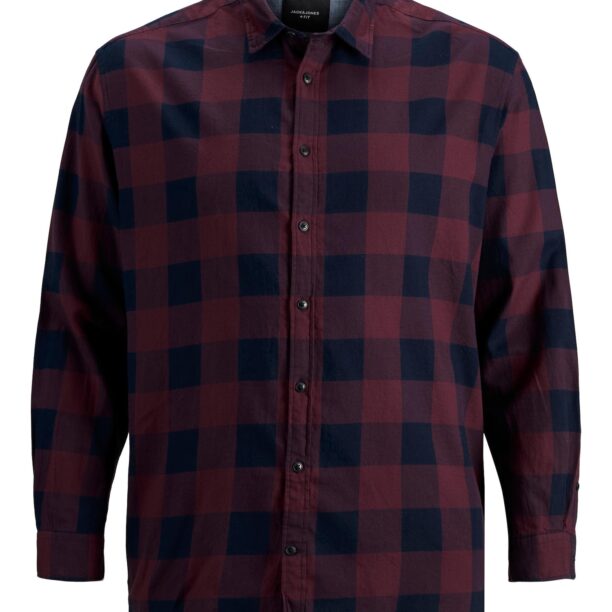 Jack & Jones Plus Cămașă 'JJEGINGHAM'  lila / negru