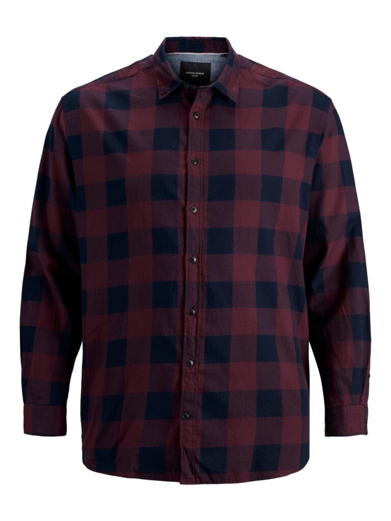 Jack & Jones Plus Cămașă 'JJEGINGHAM'  lila / negru