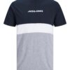 Jack & Jones Plus Tricou 'JJEReid'  bleumarin / gri amestecat / alb