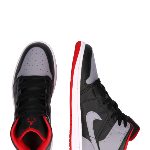 Jordan Sneaker înalt 'AIR JORDAN 1 MID'  gri / roșu / negru