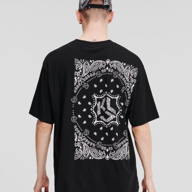 KARL LAGERFELD JEANS Tricou 'Bandana'  negru / alb preţ