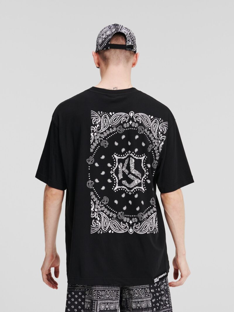 KARL LAGERFELD JEANS Tricou 'Bandana'  negru / alb preţ