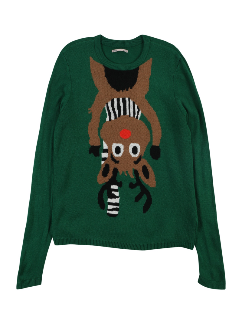 KIDS ONLY Pulover 'XMAS DEER'  bej / verde / roșu / negru / alb