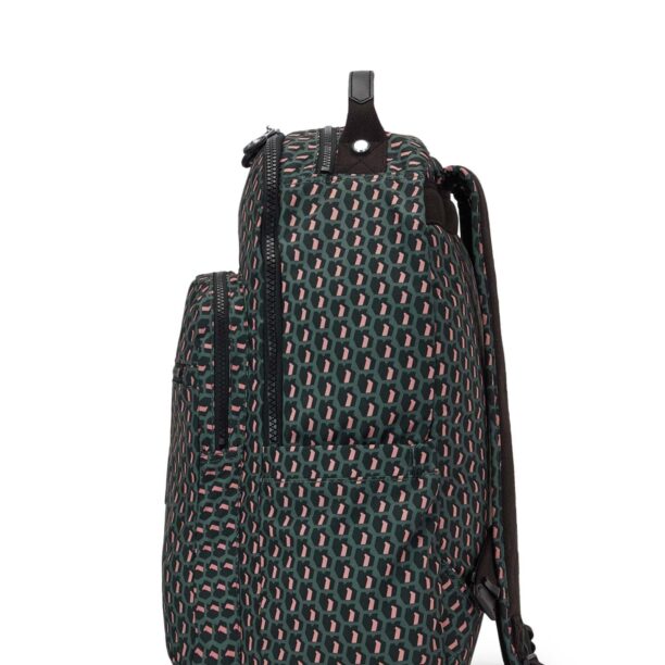 KIPLING Rucsac 'SEOUL'  verde / roz / negru