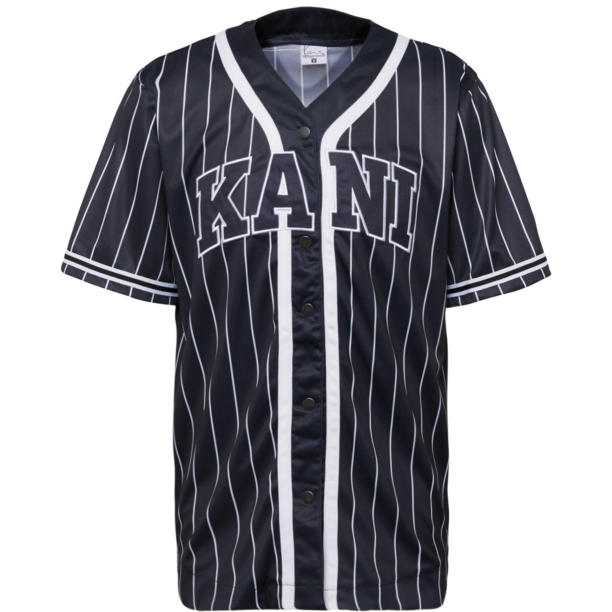 Karl Kani Tricou 'Serif Pinstripe'  negru / alb