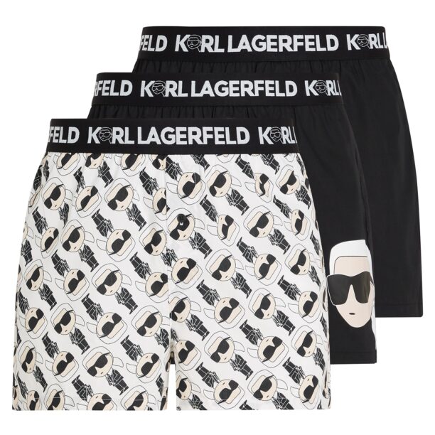 Karl Lagerfeld Boxeri  ecru / negru / alb