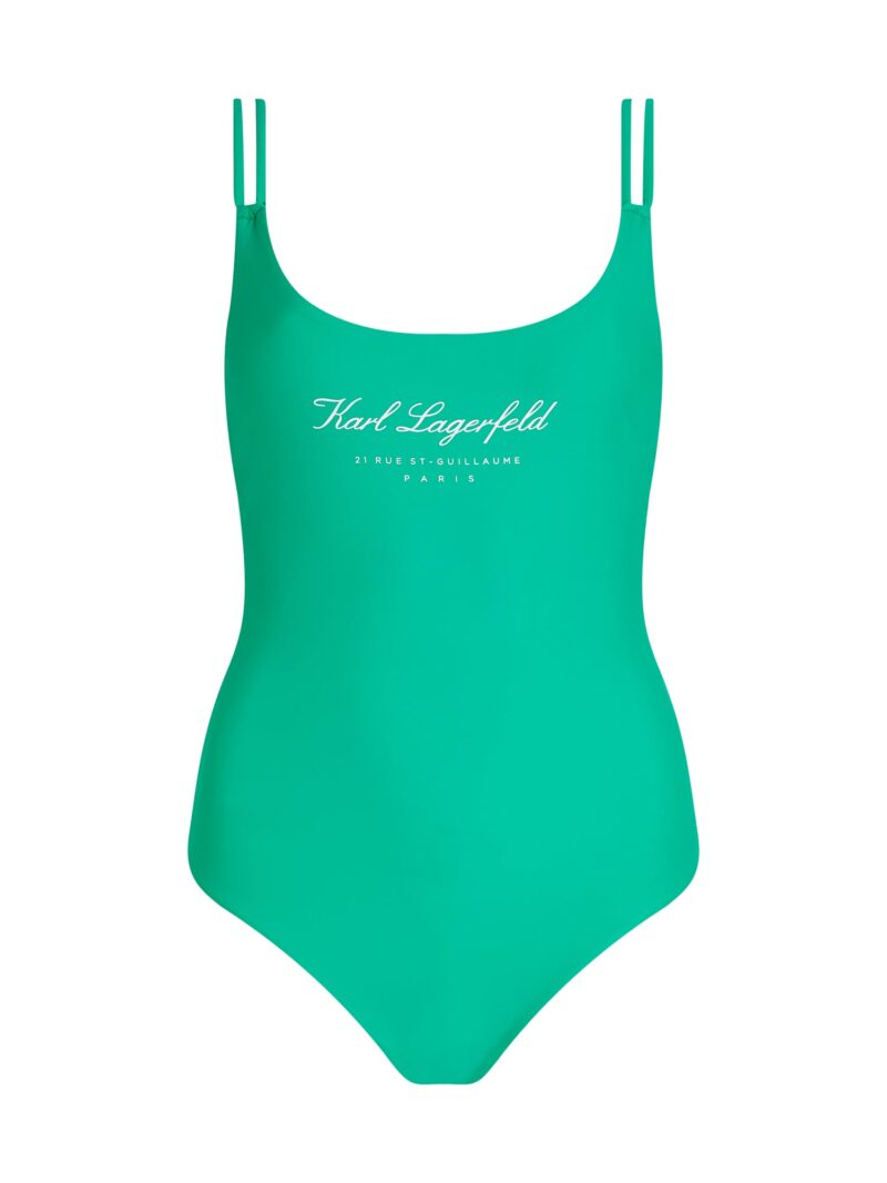 Karl Lagerfeld Costum de baie întreg 'Hotel'  verde / alb