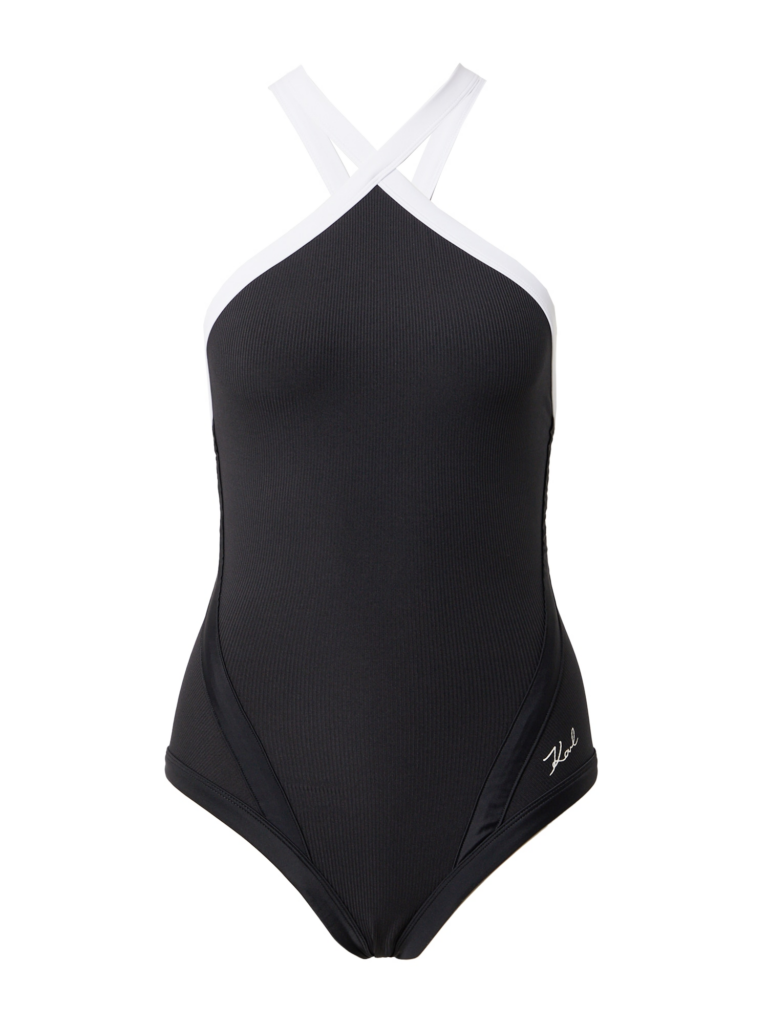 Karl Lagerfeld Costum de baie întreg  negru / alb