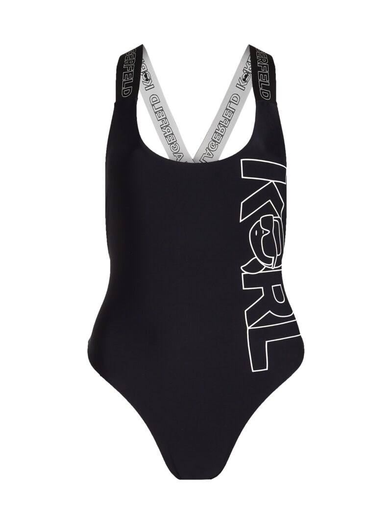 Karl Lagerfeld Costum de baie întreg  negru / alb