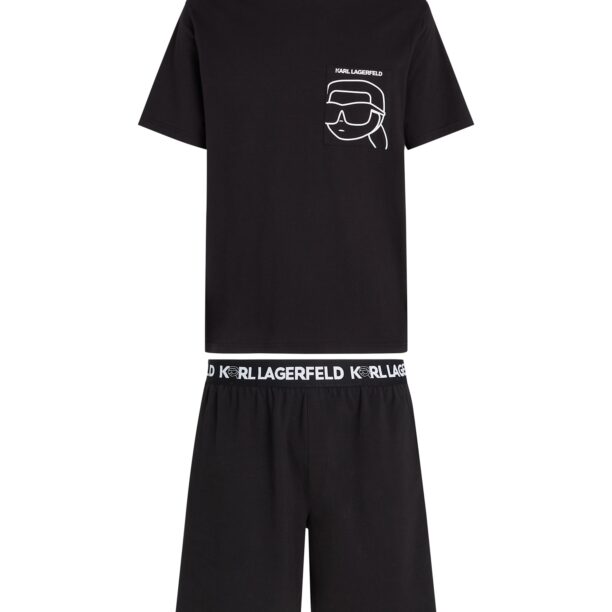 Karl Lagerfeld Pijama scurtă  negru / alb