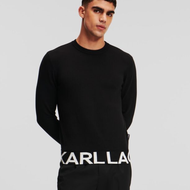 Karl Lagerfeld Pulover  negru / alb