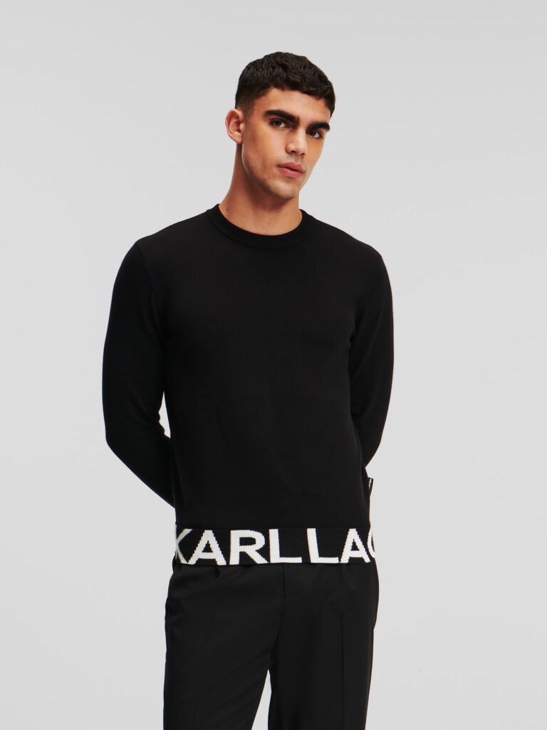 Karl Lagerfeld Pulover  negru / alb