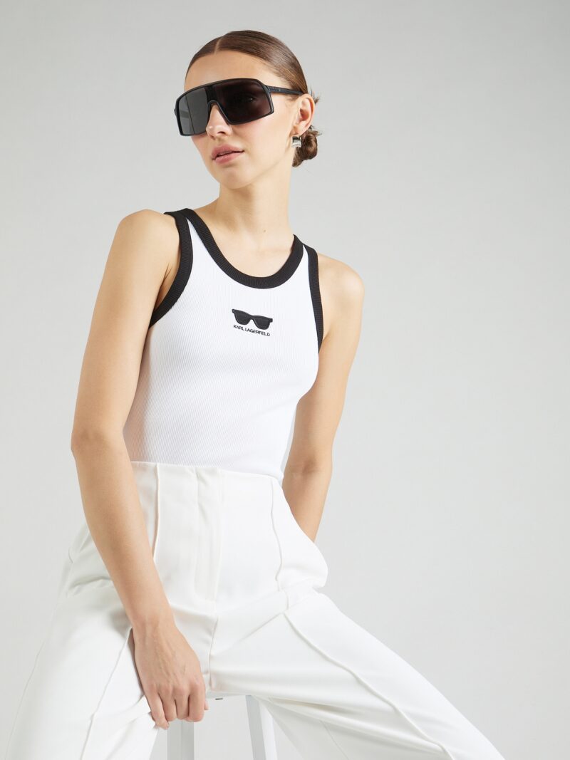 Karl Lagerfeld Top  negru / alb