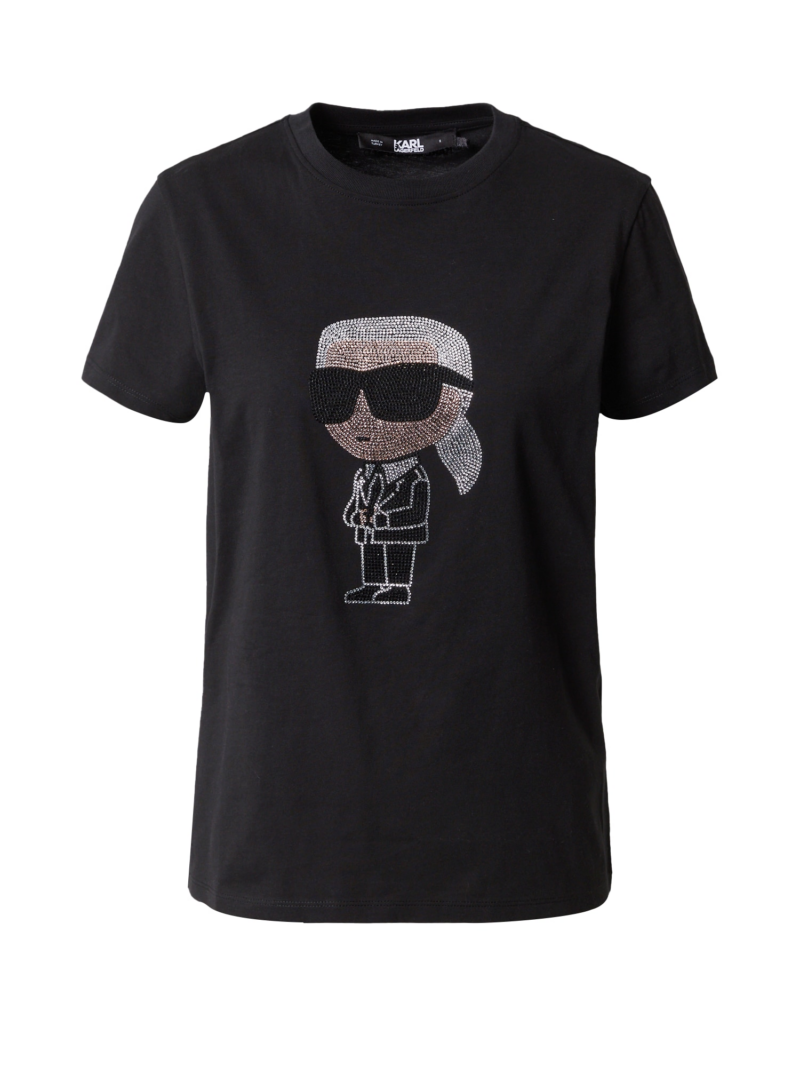 Karl Lagerfeld Tricou 'Ikonik'  negru / argintiu / transparent