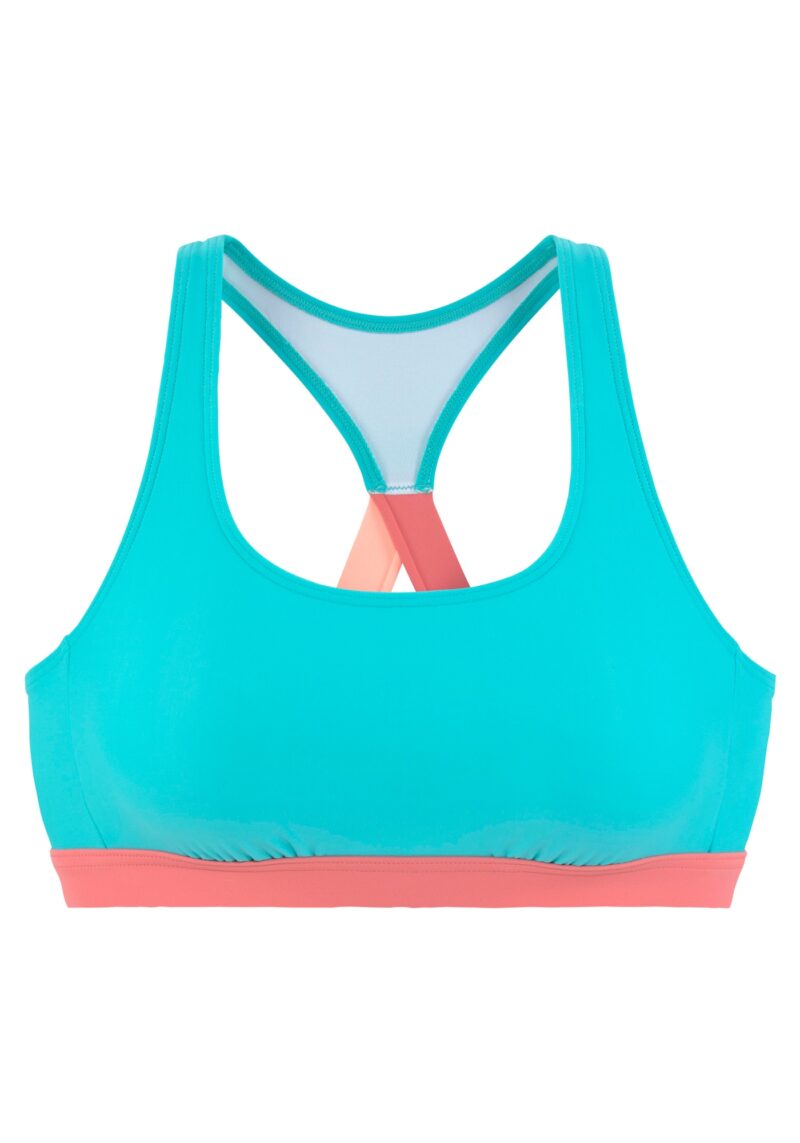 LASCANA ACTIVE Sutien de costum de baie sport  albastru aqua / corai / roz pudră