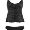 LASCANA Costum de baie Tankini  negru / alb