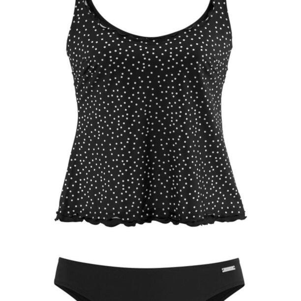 LASCANA Costum de baie Tankini  negru / alb