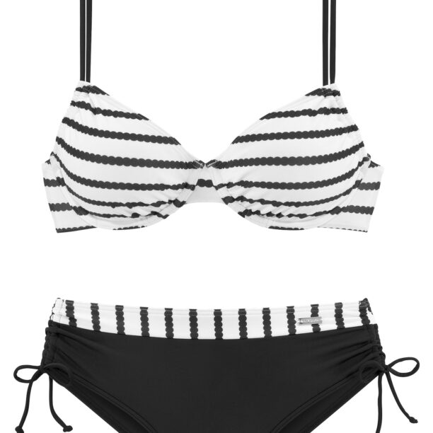 LASCANA Costum de baie două piese  negru / alb