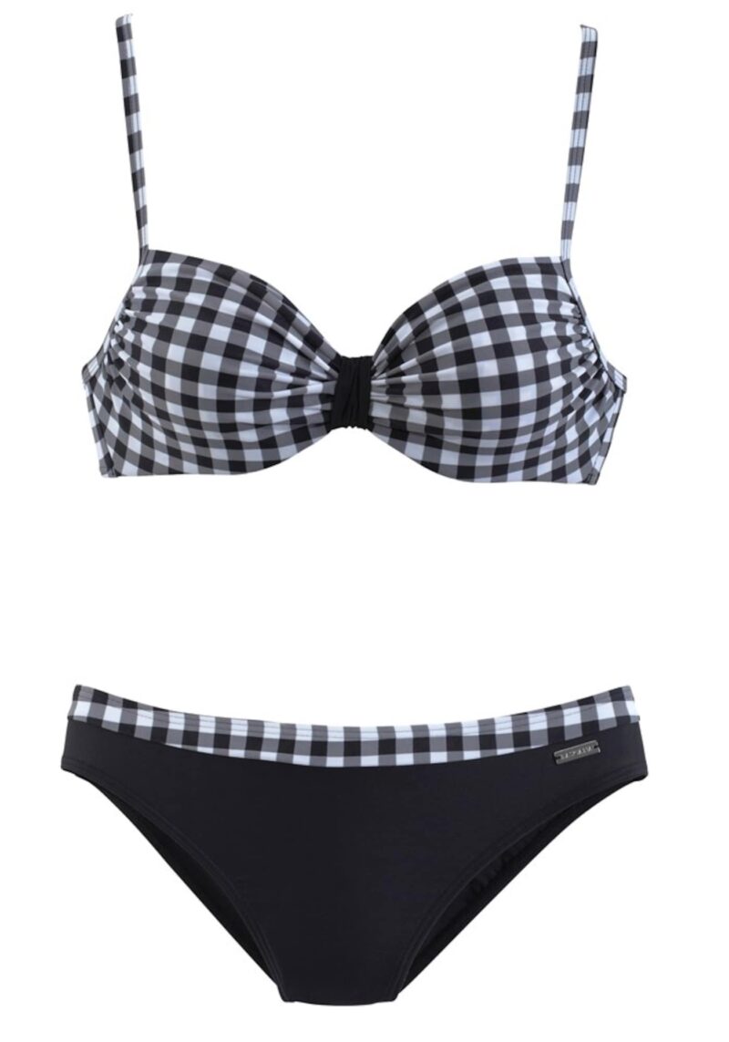 LASCANA Costum de baie două piese  negru / alb