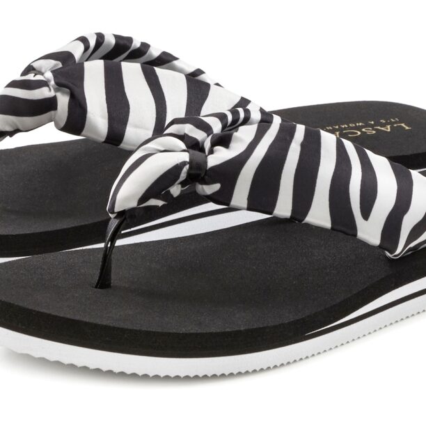 LASCANA Flip-flops 'Strandpanto'  negru / alb preţ