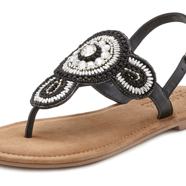 LASCANA Flip-flops  negru / argintiu / alb