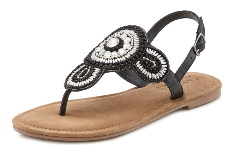 LASCANA Flip-flops  negru / argintiu / alb