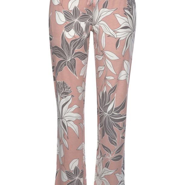 LASCANA Pantaloni de pijama  gri taupe / roz pal / alb