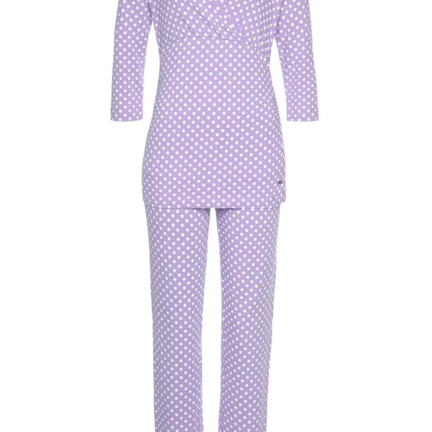 LASCANA Pijama  mov pastel / alb